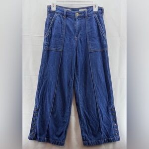Pilcro and the Letterpress The Skipper Wide-Leg  Crop Denim Snap Pants Size 26